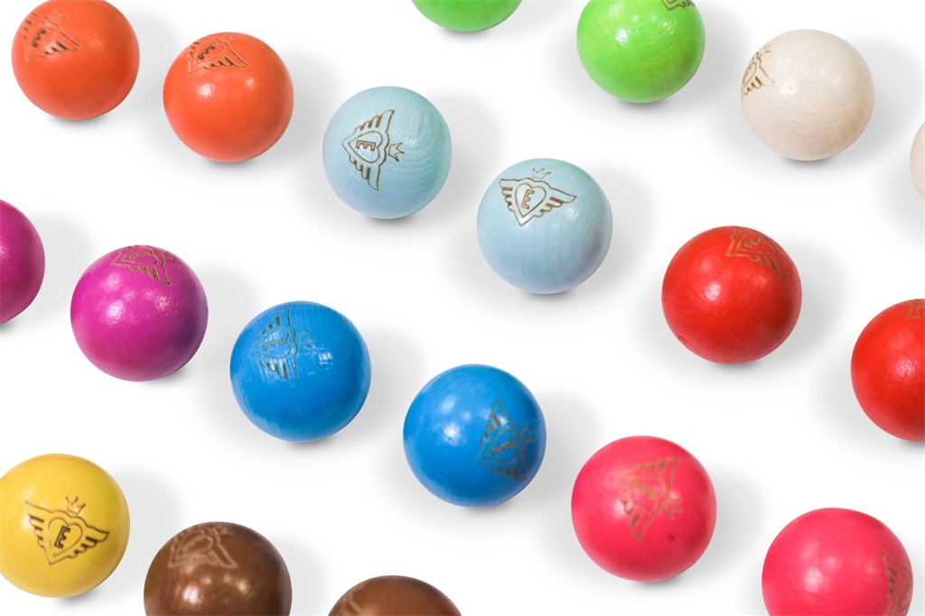 Set de 24 boliches petanca (20 colores + 4 natural) Ø3 cm