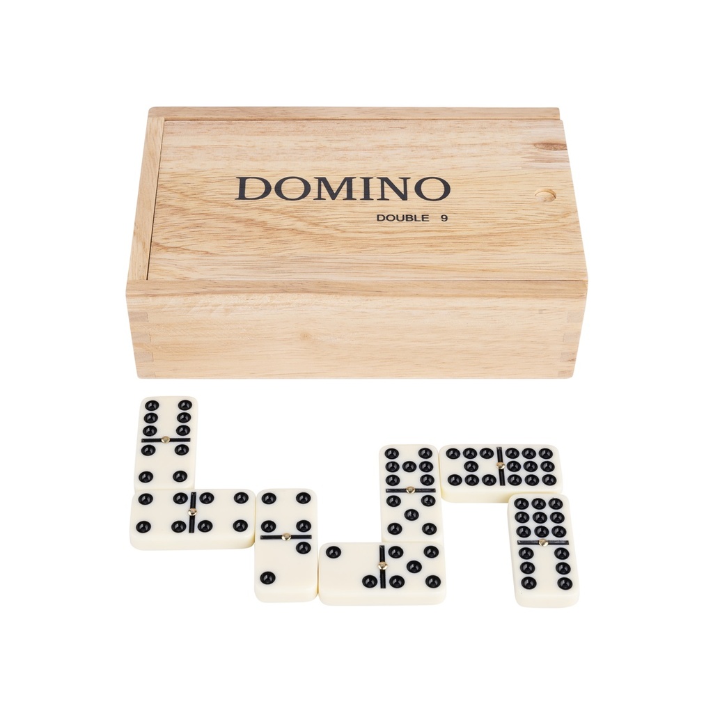 Domino Doble 9 Grande con Spinners: Fichas jumbo en caja de madera