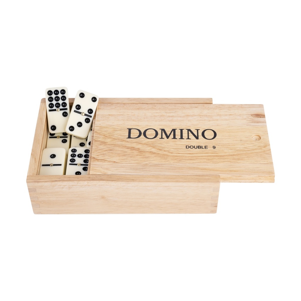 Domino Doble 9 Grande con Spinners: Fichas jumbo en caja de madera