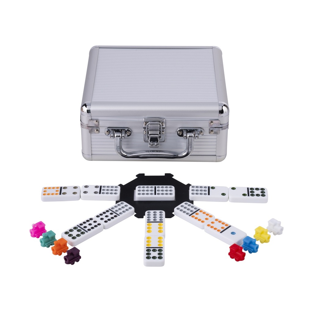 Domino Doble 12 Mexican Train – Juego de Mesa Clásico con Estuche de Aluminio