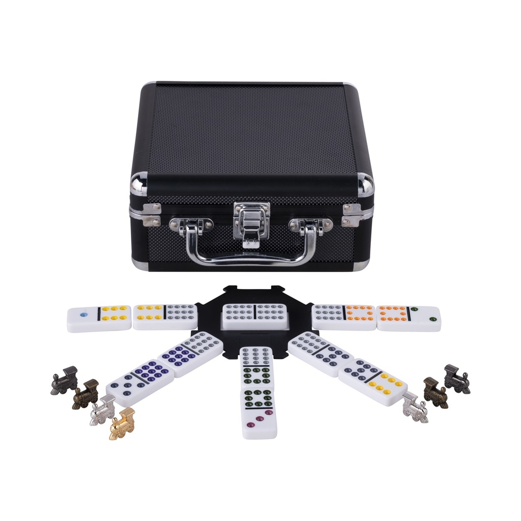 Dominó Mexican Train Doble 12 maletín aluminio negro