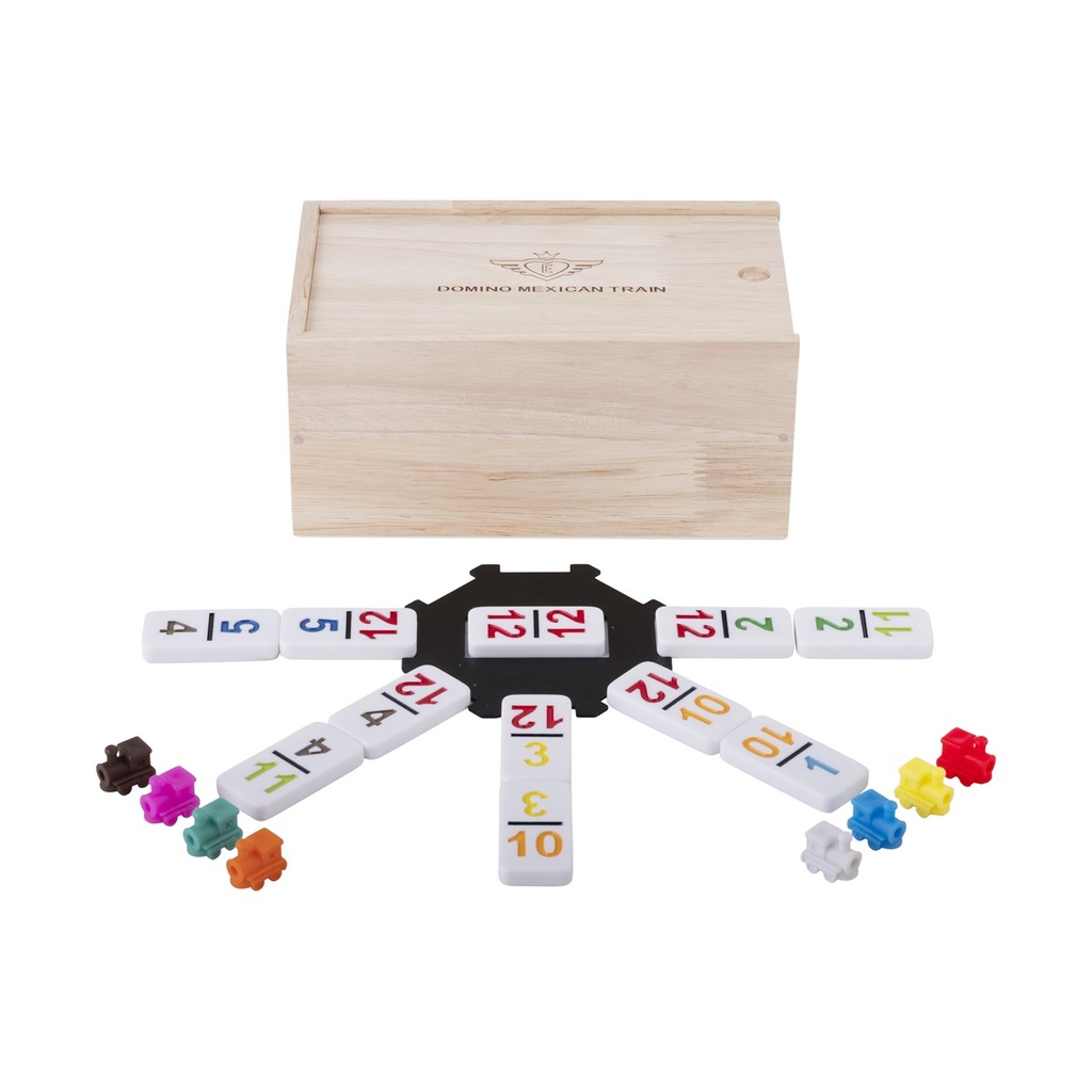 Domino Doble 12 Mexican Train con Números – Caja de Madera