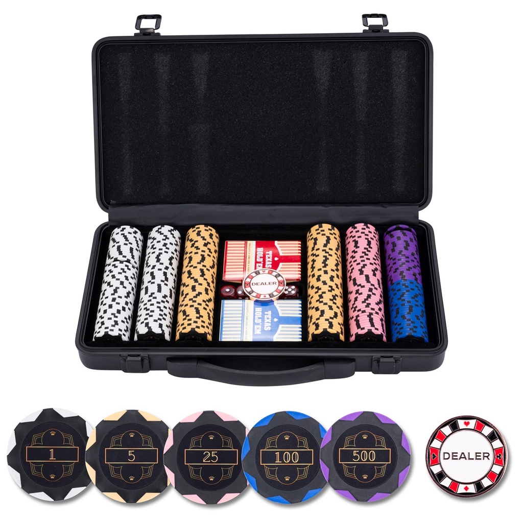Set de Póker en Maletín Negro – 300 Fichas (14 g) con Valores Numerados