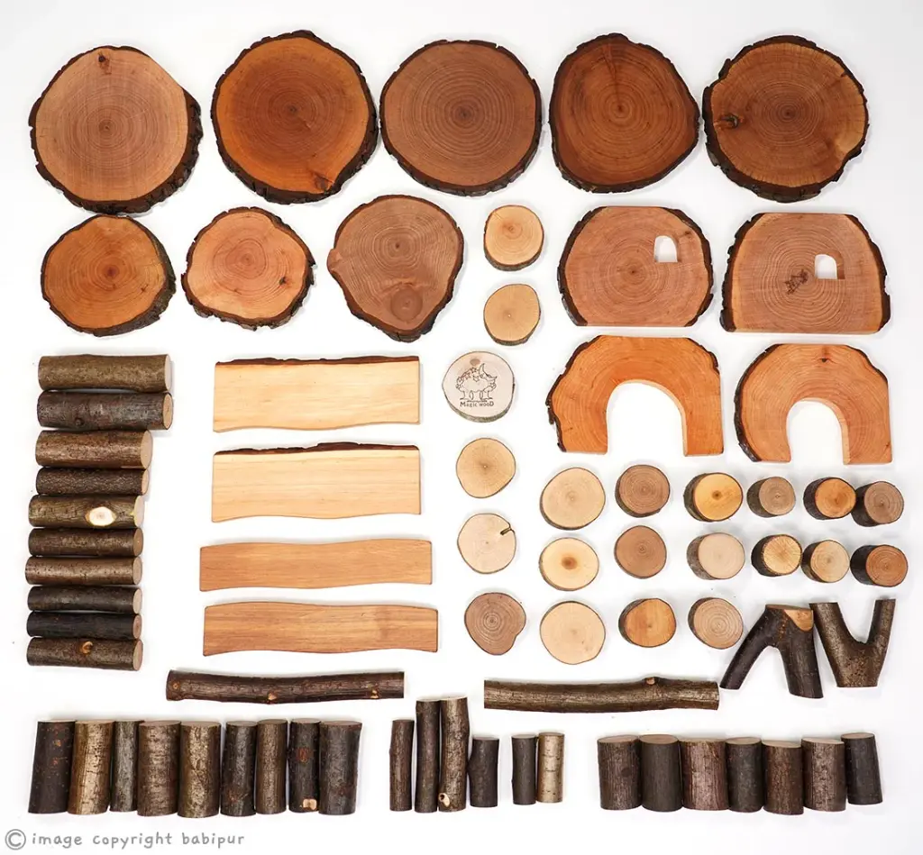 Forest Blocks oiled, 72 pcs, net bag