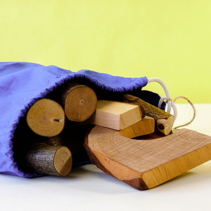 ecoBlocks Magic Wood Oiled EB36-rd: 36 bloques madera en bolsa red (3+)