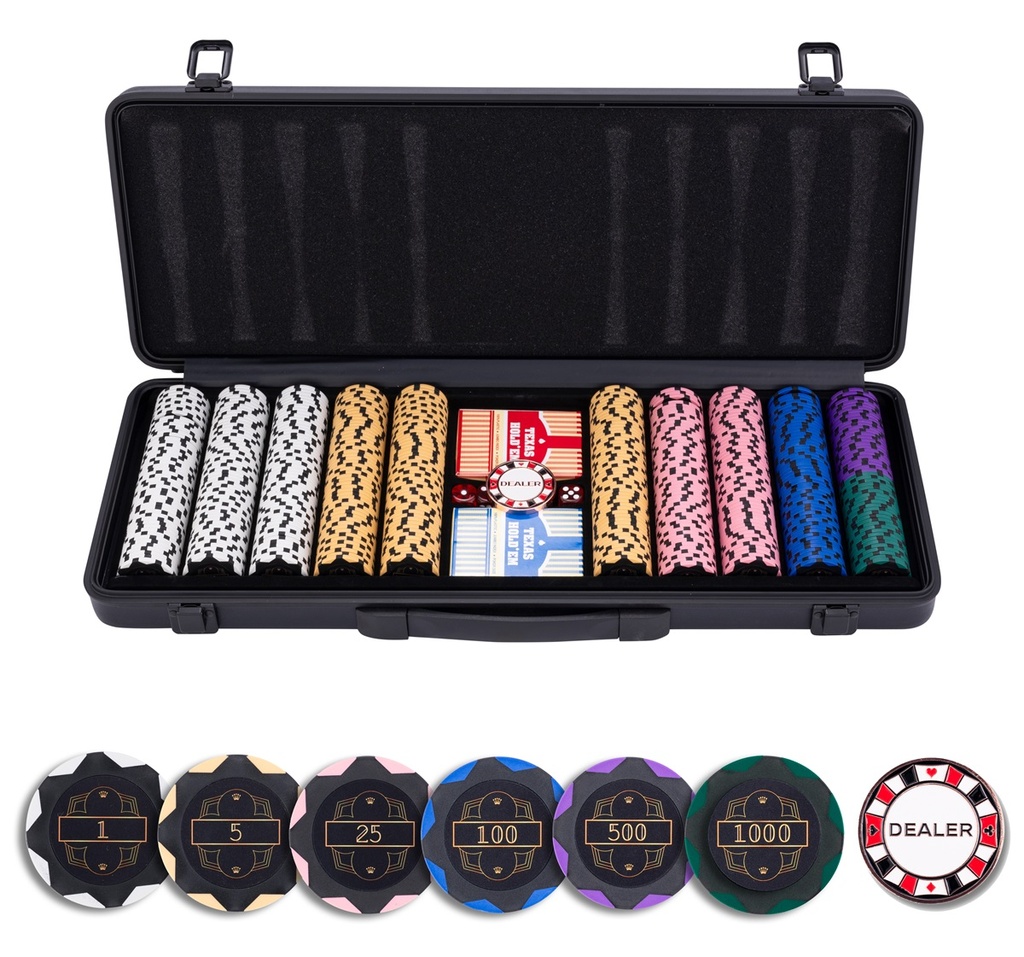 Pokerset profesional 500 fichas 14 g en maletín negro aluminio