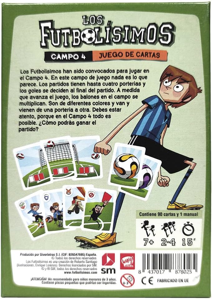 Los Futbolísimos: (+ Expansión Los Futbolísimos con La Roja) Campo 4 – Juego de Cartas Infantil y Familiar | 2-4 Jugadores | +7 Años | 90 Cartas | Basado en la Saga Literaria de Roberto Santiago