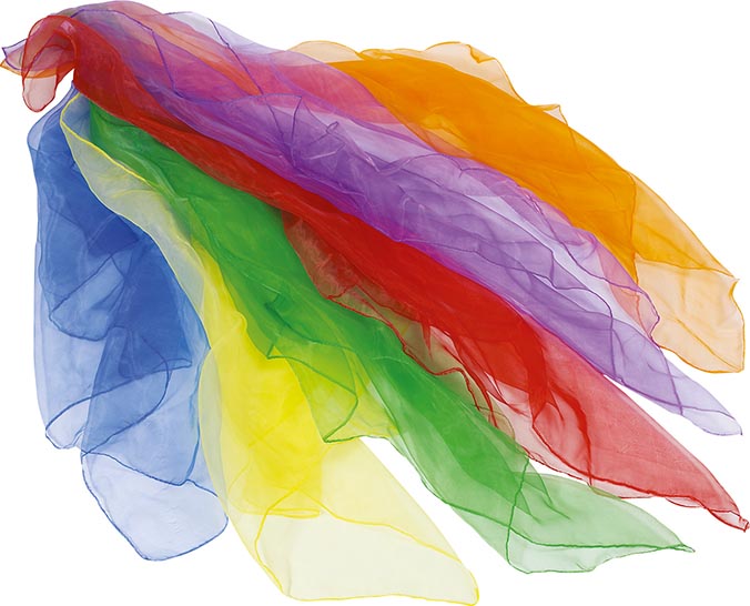 Foulards de Nylon para Jugar – Pañuelos de Colores Translúcidos para Dinámicas Corporales | Desde 3 Años, Ligero y Seguro | 6 unidades | Recomendado para Juegos Rítmicos, Teatro Sensorial y Psicomotricidad