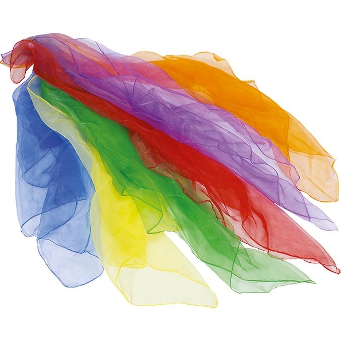 Foulards de nylon para jugar: pañuelos translúcidos para psicomotricidad (4+)