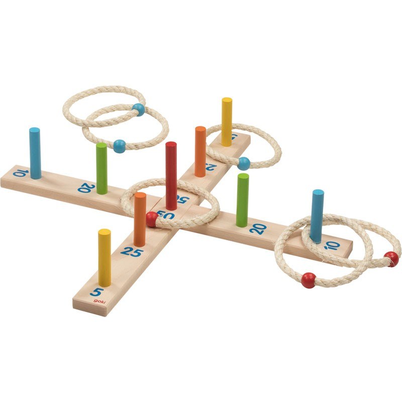 Juego de puntería con aros: lanza aros de colores para exterior (3+)