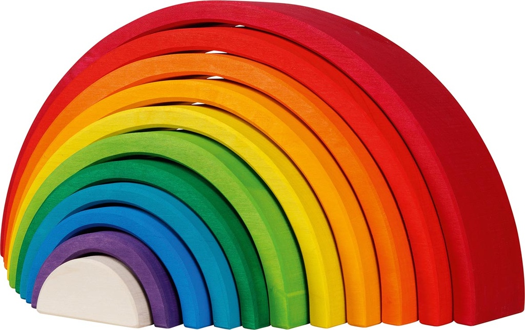 Arco iris Waldorf grande: 12 piezas de madera para juego libre y construcción (2+)