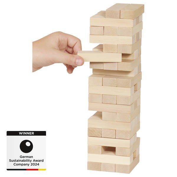 Torre de equilibrio Goki: juego de habilidad y pulso tipo Jenga (4+)