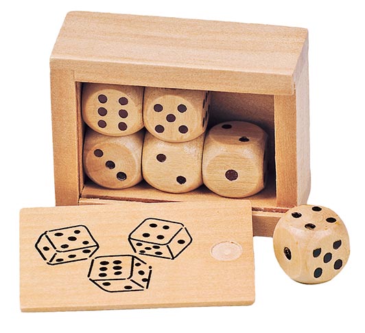 Daus de Fusta 1.6 cm – Caixa amb 6 Unitats per a Jocs Matemàtics i Aleatoris | Des de 4 Anys, Versàtils i Duradors | Ideals per a Tallers de Comptatge, Jocs d'Atzar i Recursos Pedagògics