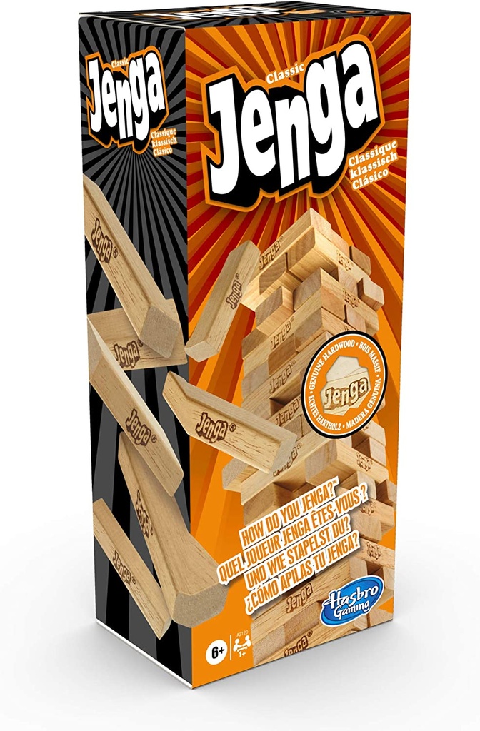 Jenga Hasbro – Edició Oficial del Joc de Torre d'Equilibri | Des de 6 Anys, 2 o Més Jugadors | Ideal per a Reptes Grupals, Activitats de Control Motriu i Esdeveniments Dinàmics