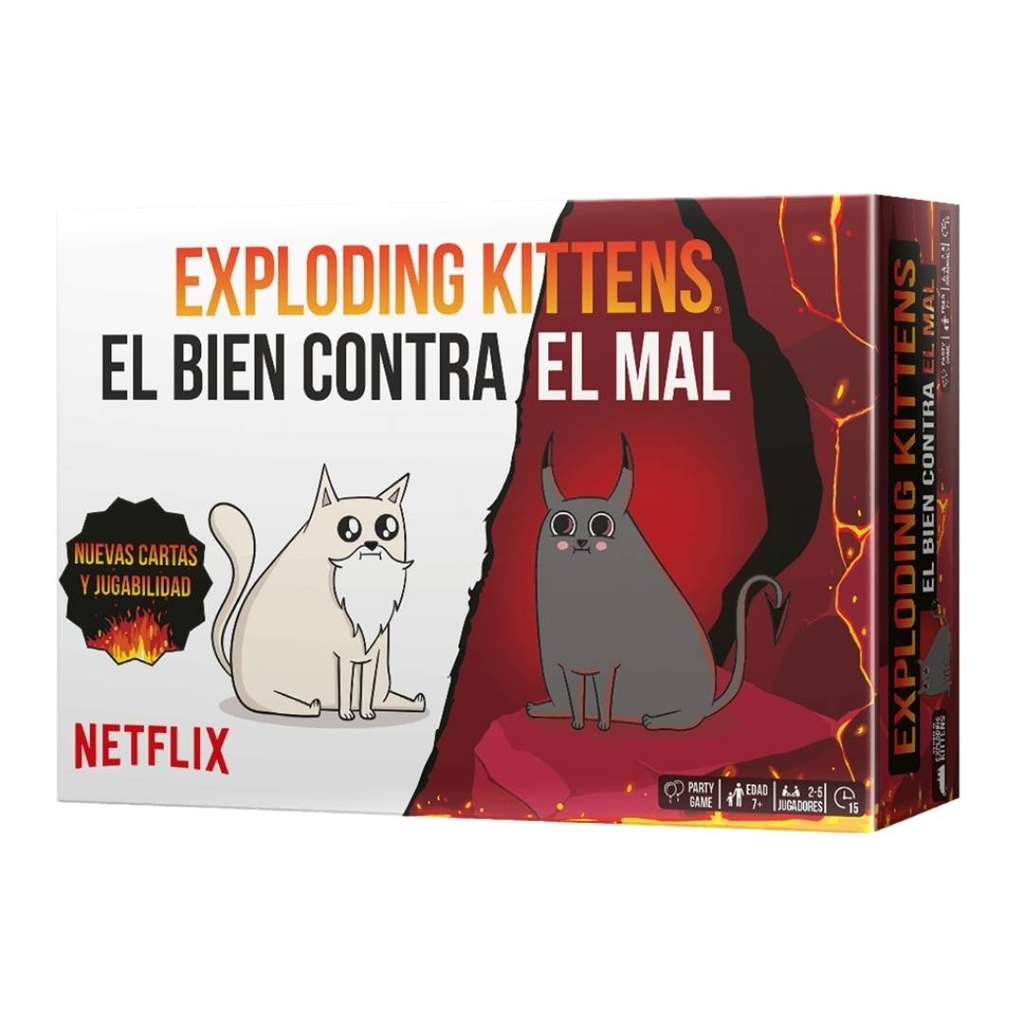 Exploding Kittens: El Bien contra el Mal – juego de cartas de humor y poderes (7+)