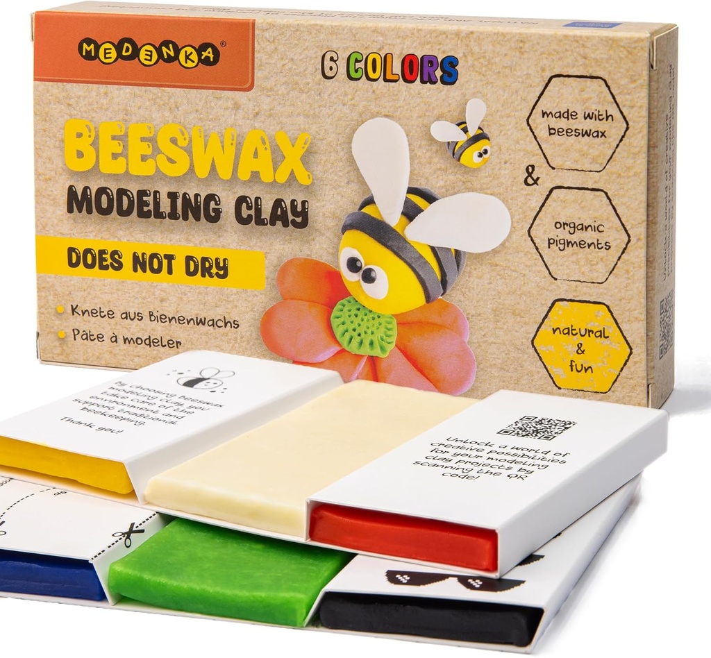 Arcilla de modelado de cera de abeja 100%: 6 colores, 360 g (1+)