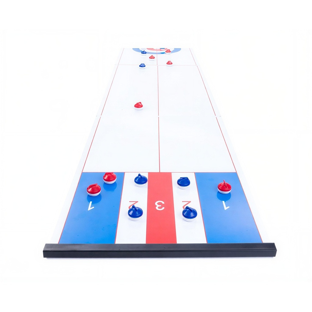 Shuffleboard magnético: curling de mesa reversible 180 cm con discos (3+)