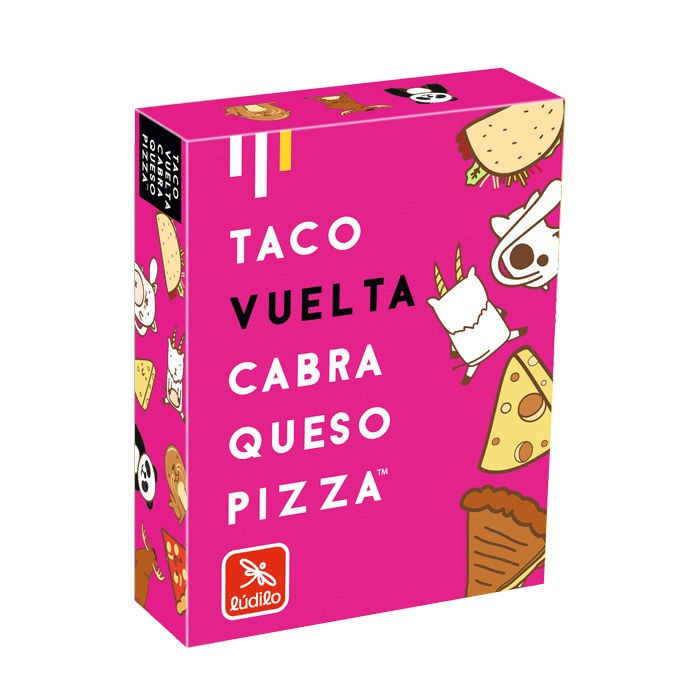 Taco, Vuelta, Cabra, Queso, Pizza: joc de cartes de ritme i reflexos (8+)