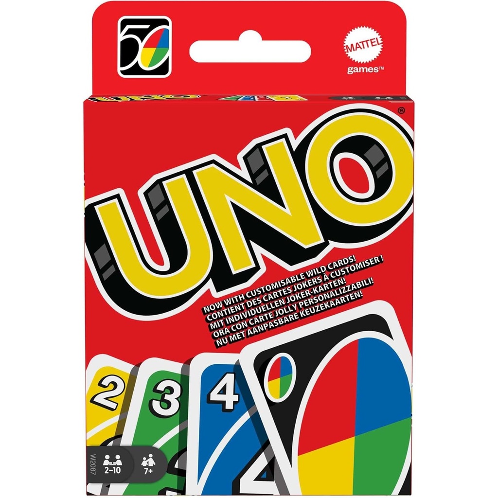 UNO (Mattel): juego de cartas rápido de colores y números (7+)