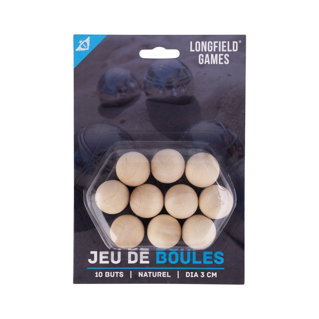 Boliches de fusta natural Ø3 cm (10 u.): accessori de petanca per a punteria (6+)