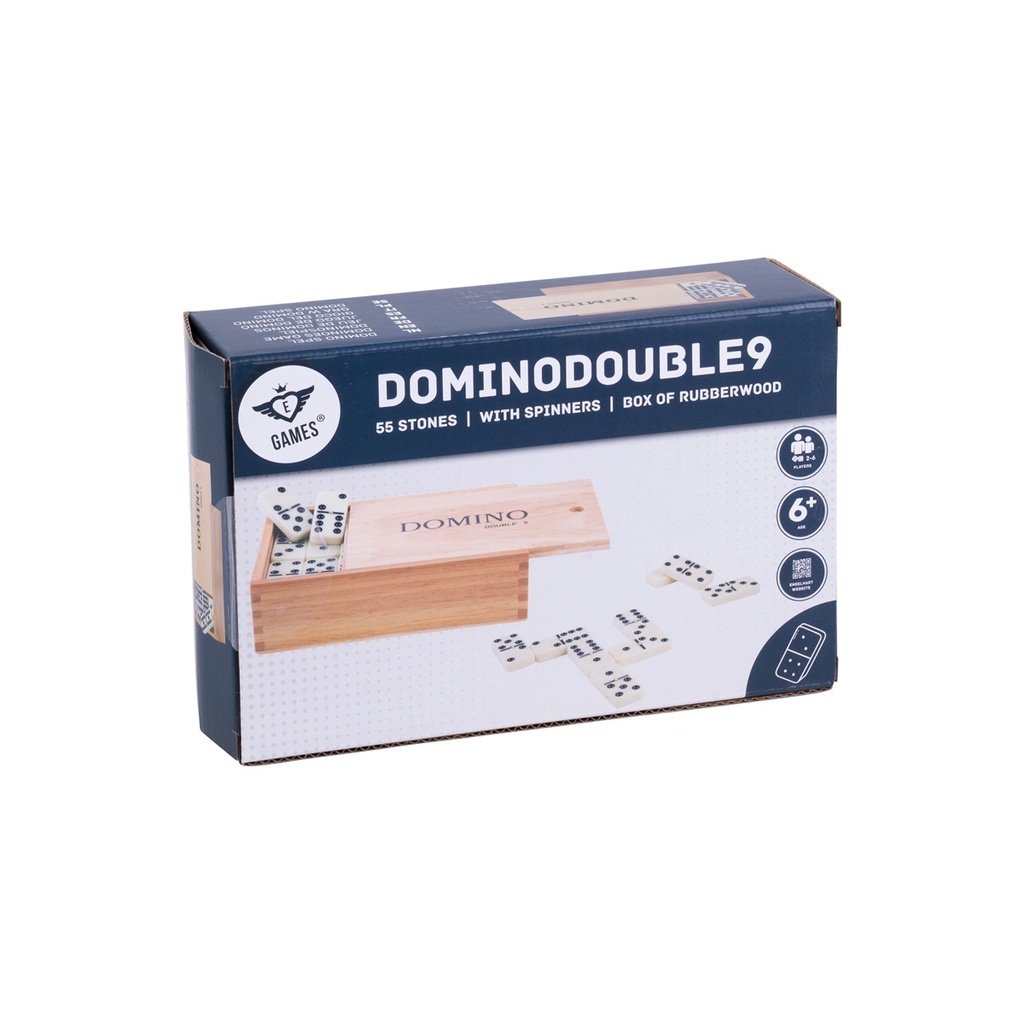 Domino Doble 9 Grande con Spinners: Fichas jumbo en caja de madera