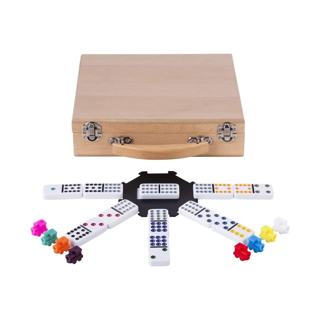 Dominó Doble 12 Mexican Train en caixa de faig per a grups