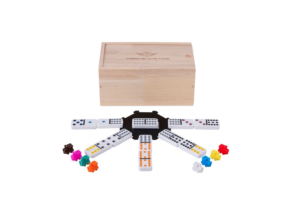 Mexican Train Dominó Doble 12: joc estratègic en caixa de fusta (8+)
