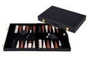 Backgammon lujo 45 cm: maletín de piel sintética para juego clásico (8+)