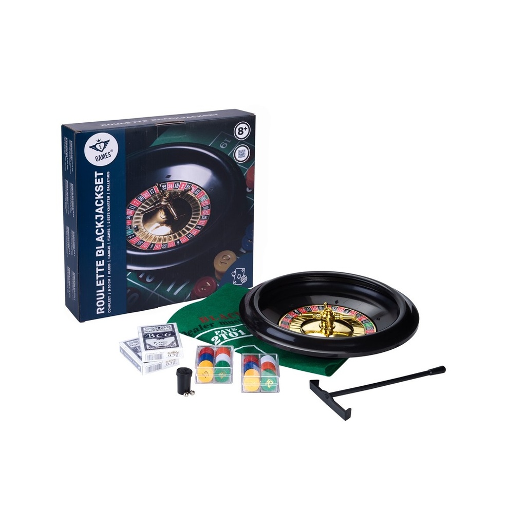 Set de casino Engelhart 30 cm: ruleta y blackjack para eventos (12+)