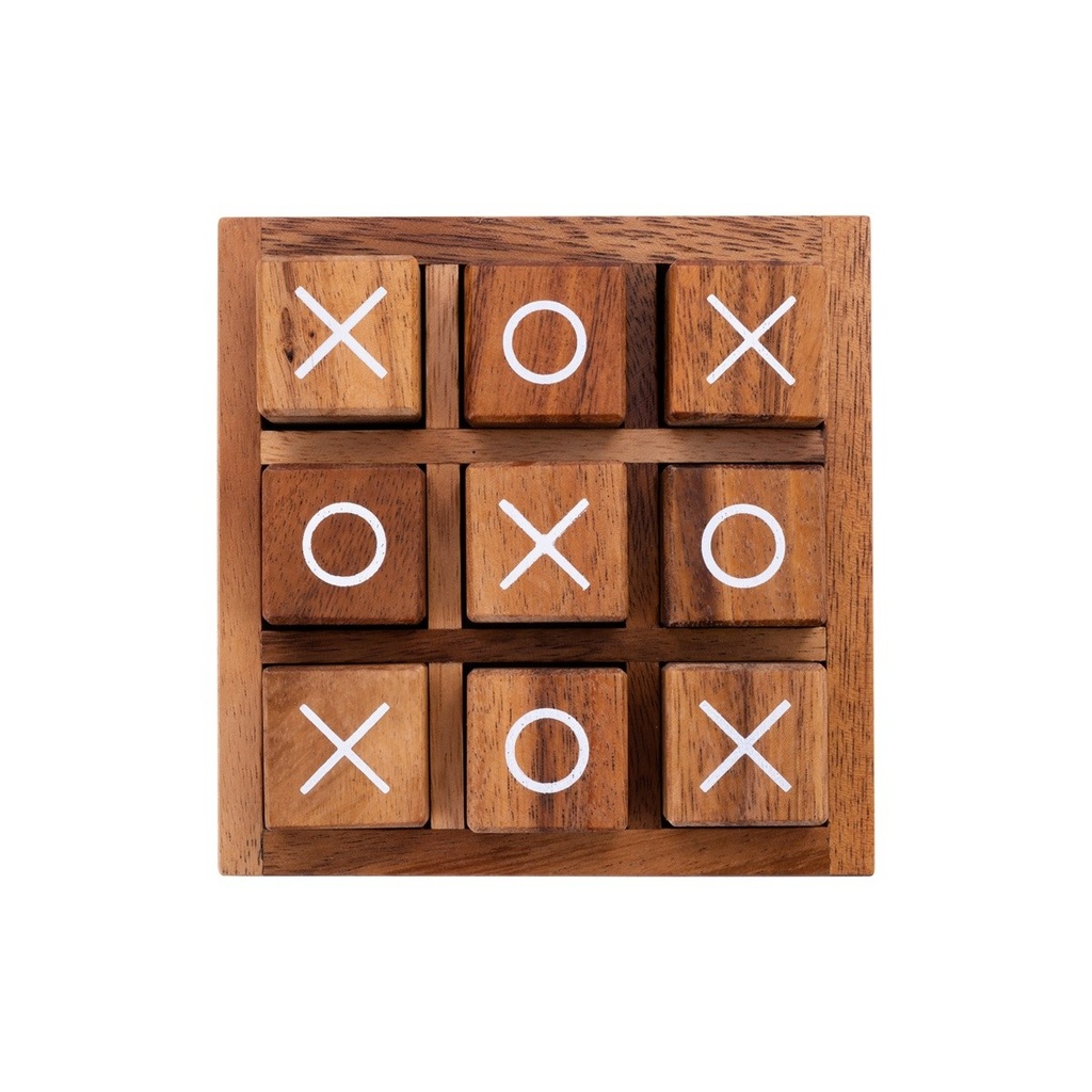 Tres en Raya de madera: juego clásico de estrategia para 2 jugadores (5+)