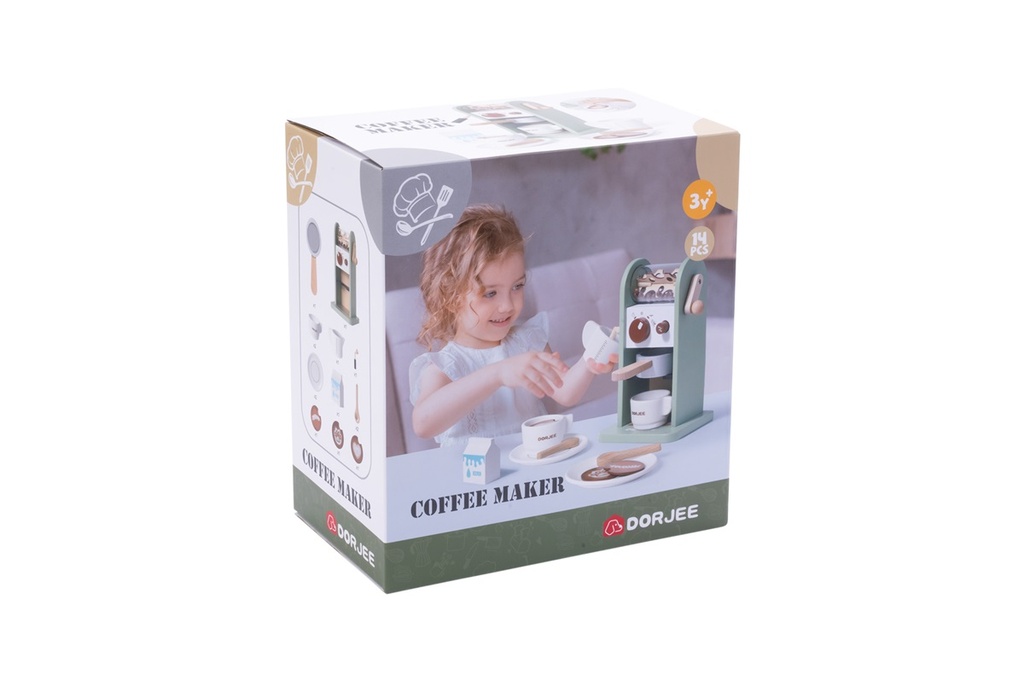 CAFETERA MADERA infantil con accesorios, cafetera de juguete de madera.