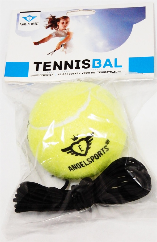 Pelota de tenis con goma elástica negra para coordinación y psicomotricidad