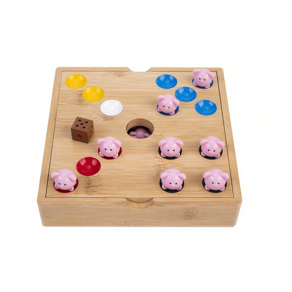 Pig Hole Bambú: juego de puntería de mesa en bambú