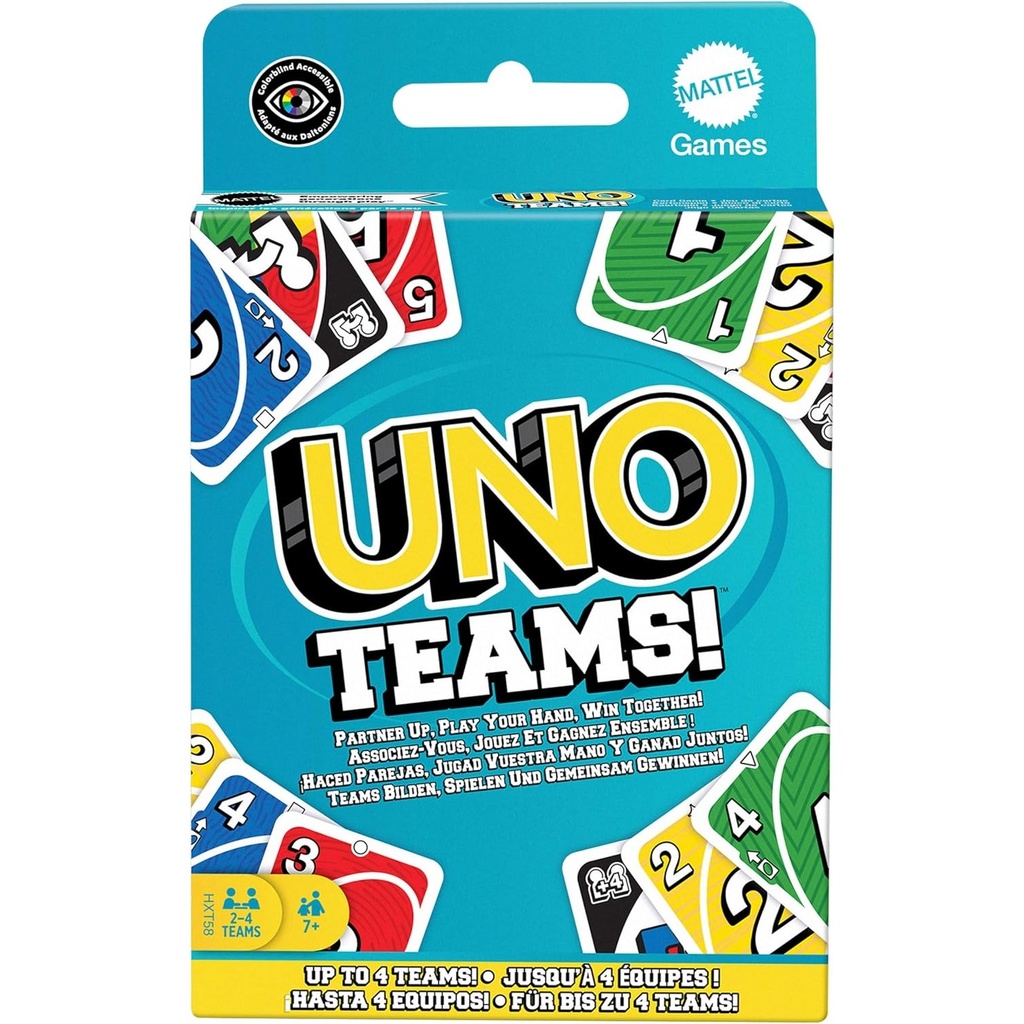 UNO Teams: joc de cartes per equips de colors i números (7+)