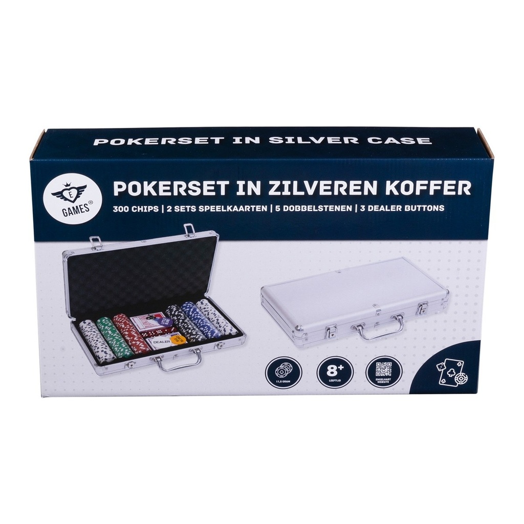 Set de pòquer 300 fitxes 11,5 g amb maletí d’alumini, 2 baralles i daus
