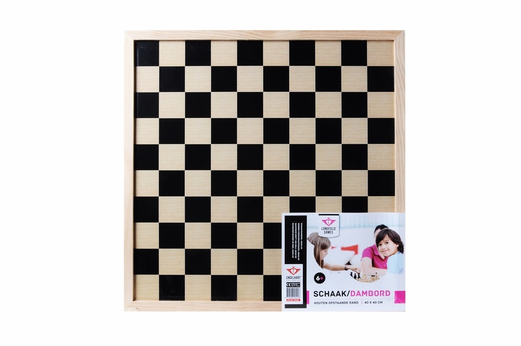 Schaak/dambord 40 cm madera: tablero reversible de ajedrez y damas