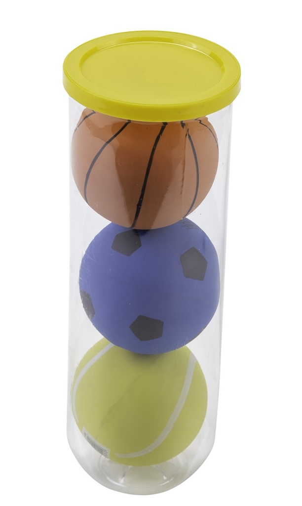 High bounce ballen: 3 pelotas saltarinas 6 cm en tubo para coordinación y juegos activos