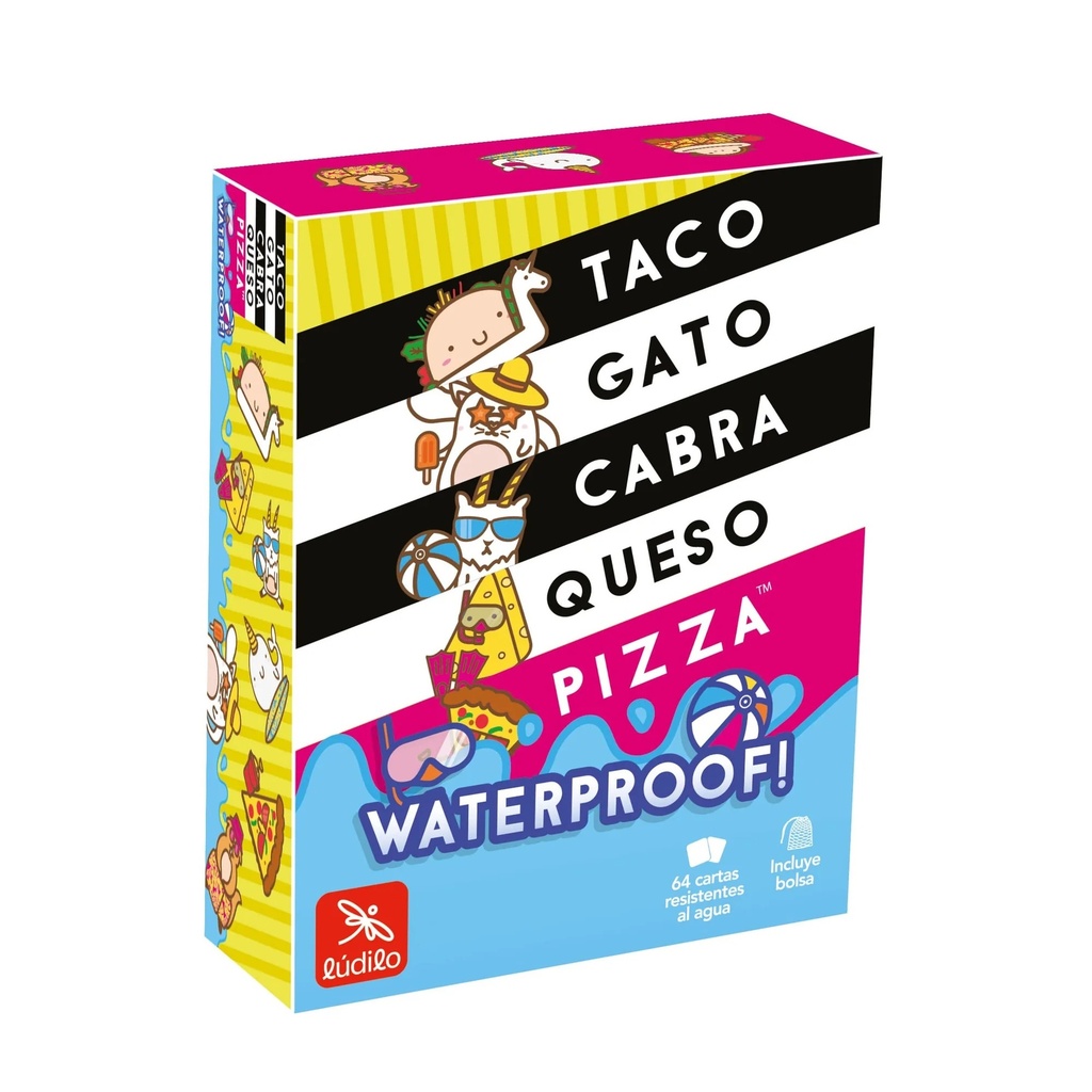 Taco Gato Cabra Queso Pizza Waterproof: juego de cartas de reflejos resistente al agua (8+)