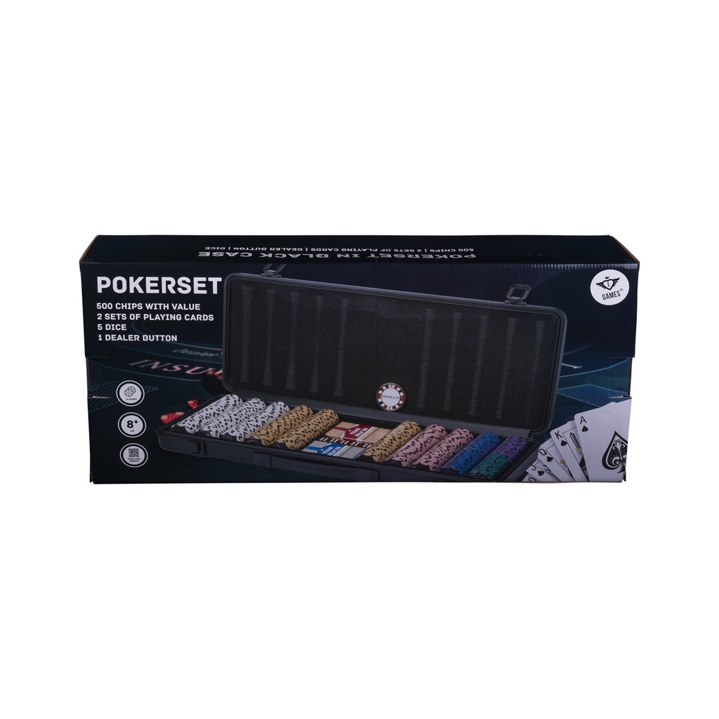 Pokerset profesional 500 fichas 14 g en maletín negro aluminio