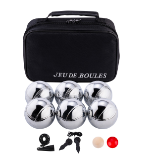 Set de 6 bolas de petanca Engelhart con bolsa negra y medidor