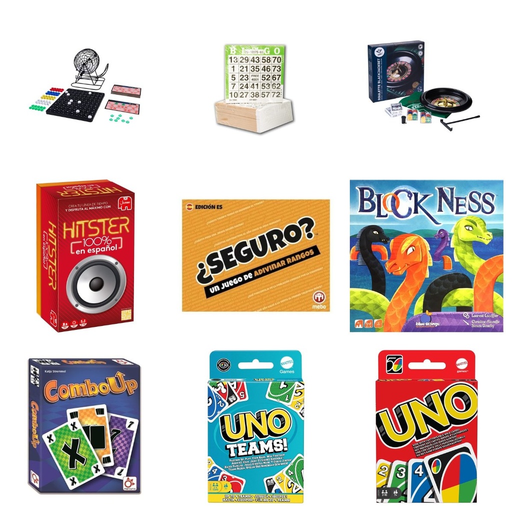 Lote Animaciones Fiesta y evento: bingo, casino, quiz musical, UNO y clásicos para la sobremesa (6+)