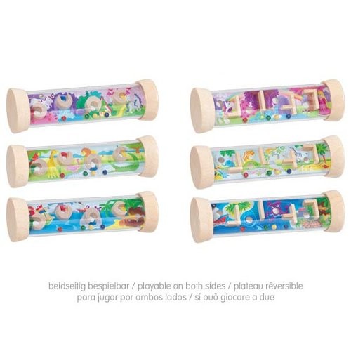 [56325] Juego de paciencia con canicas Goki: laberinto de bolsillo de madera (5+)
