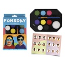 Pinturas faciales Funsday: paleta de 8 colores básicos con pincel y esponja