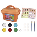 Pintures facials Funsday: maletí de 6 colors, purpurina, pinzells i esponges