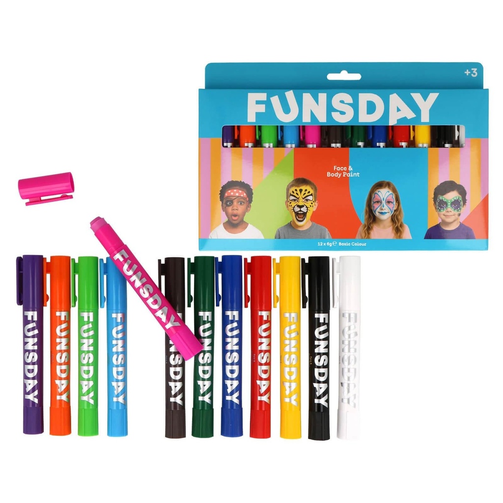 Retoladors de pintura facial Funsday: 12 colors bàsics