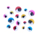 Ulls mòbils adhesius de colors amb pestanyes: 52 unitats de mides variades