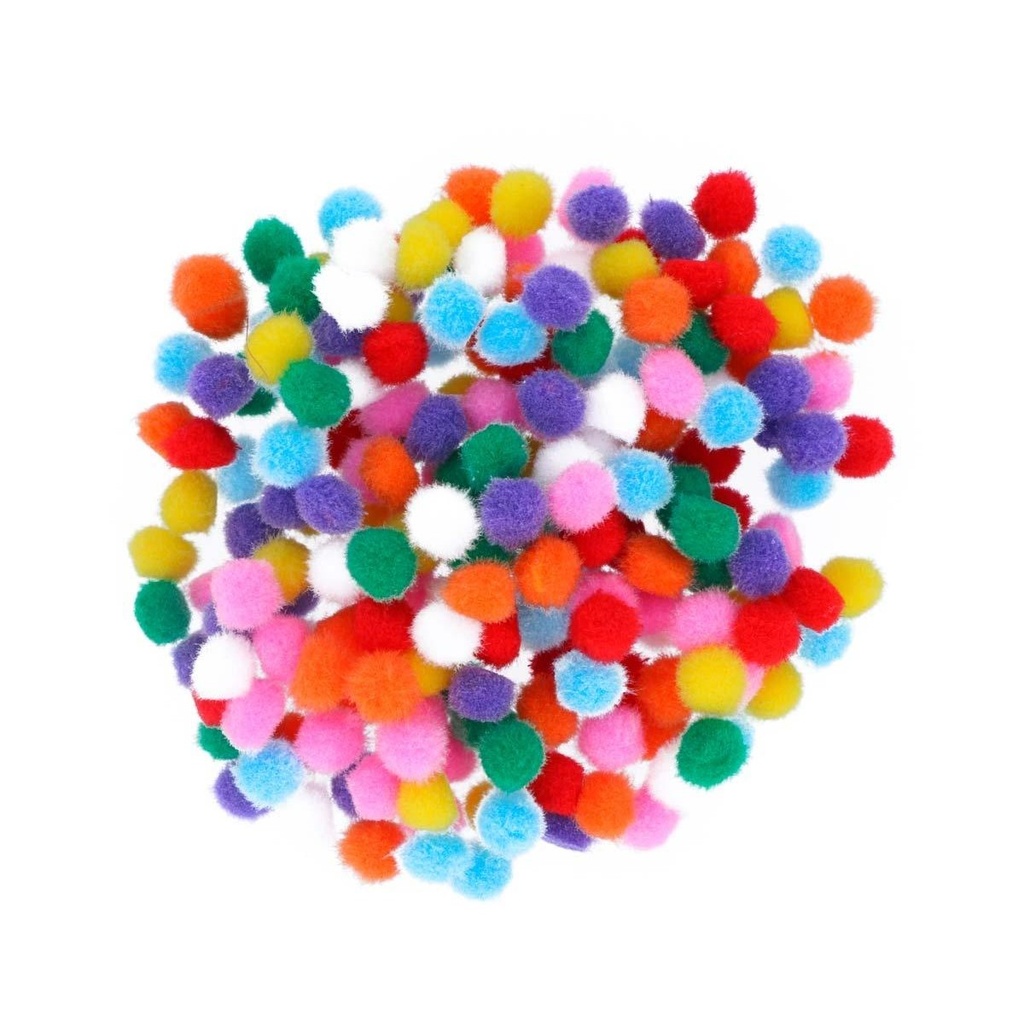 Pompones de 10 mm: 200 unidades en 6 colores
