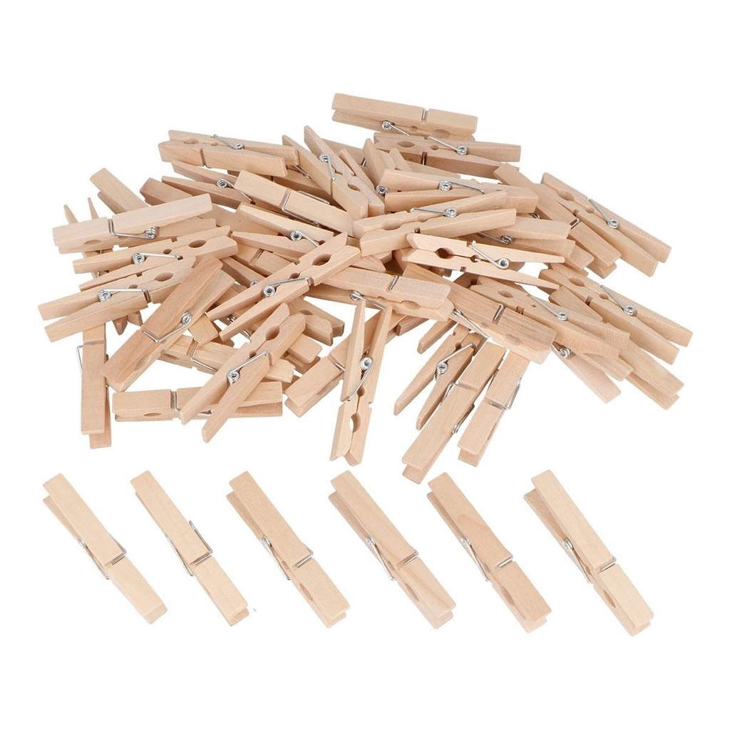 [99593] Pinces de fusta natural de 72 × 10 mm: 60 unitats decoratives