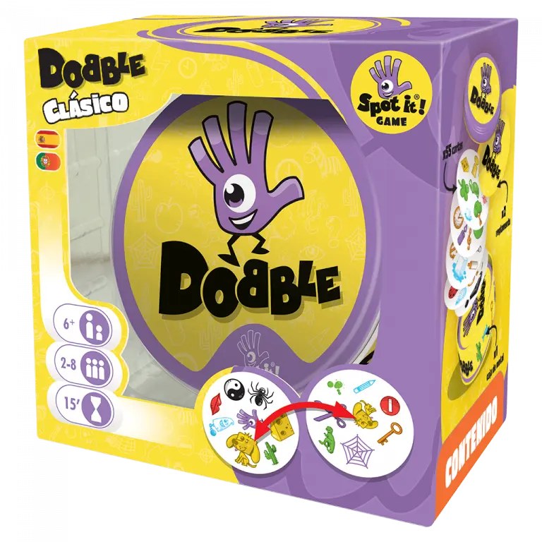 Dobble: juego de observación y reflejos rápidos con cartas (6+)