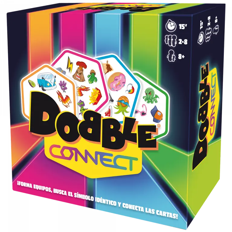 Dobble connect – Juego de Asociación por Equipos con Conexiones de Color | Desde 8 Años, 2 o Más Jugadores | Perfecto para Retos Grupales y Actividades Cooperativas Rápidas